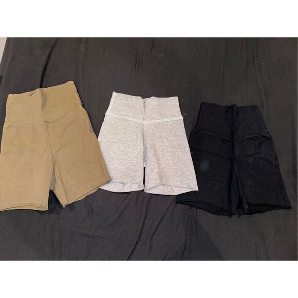 Set of 3 bundle bike shorts American apparel size XS gray olive and black - Picture 1 of 8